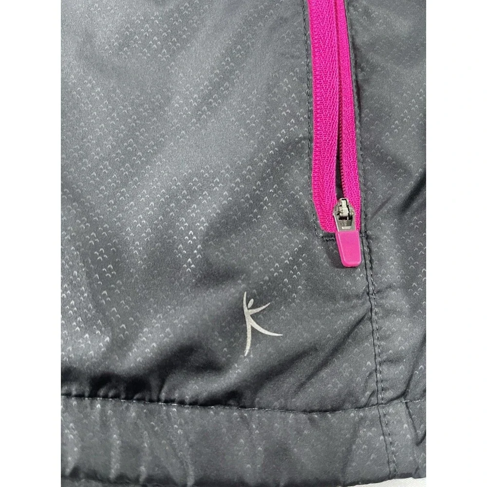 Danskin Now Women's Hooded Windbreaker Jacket Size L (12-14) Gray Pink Athletic